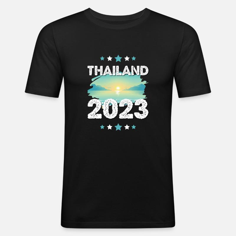 Thailand 2023 - Männer Slim Fit T-Shirt - Schwarz