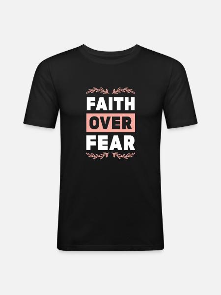 bibel glaube über angst - Männer Slim Fit T-Shirt - Schwarz