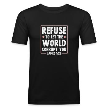 Bible Verses - Men's Slim Fit T-Shirt - black - Front - Nik (191cm)