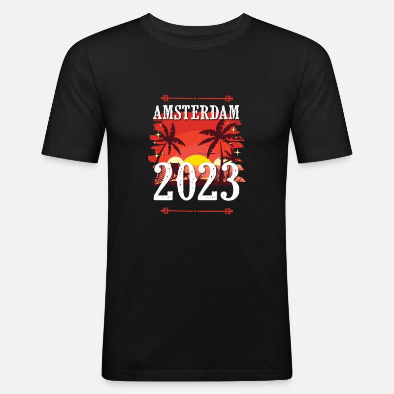 Amsterdam 2023 - Männer Slim Fit T-Shirt - Schwarz