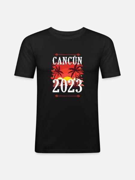 Cancun 2023 - Männer Slim Fit T-Shirt - Schwarz