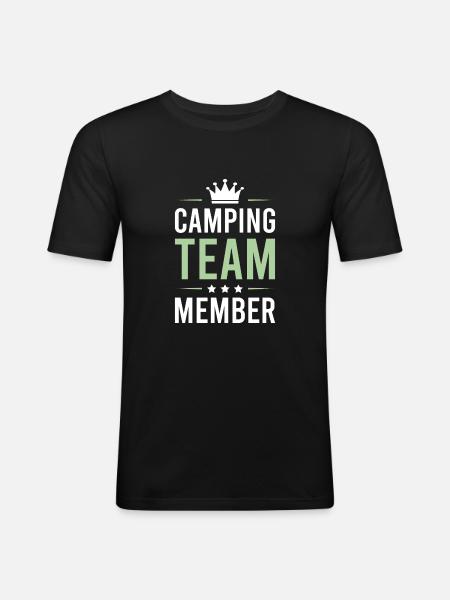 Camping Team - Männer Slim Fit T-Shirt - Schwarz