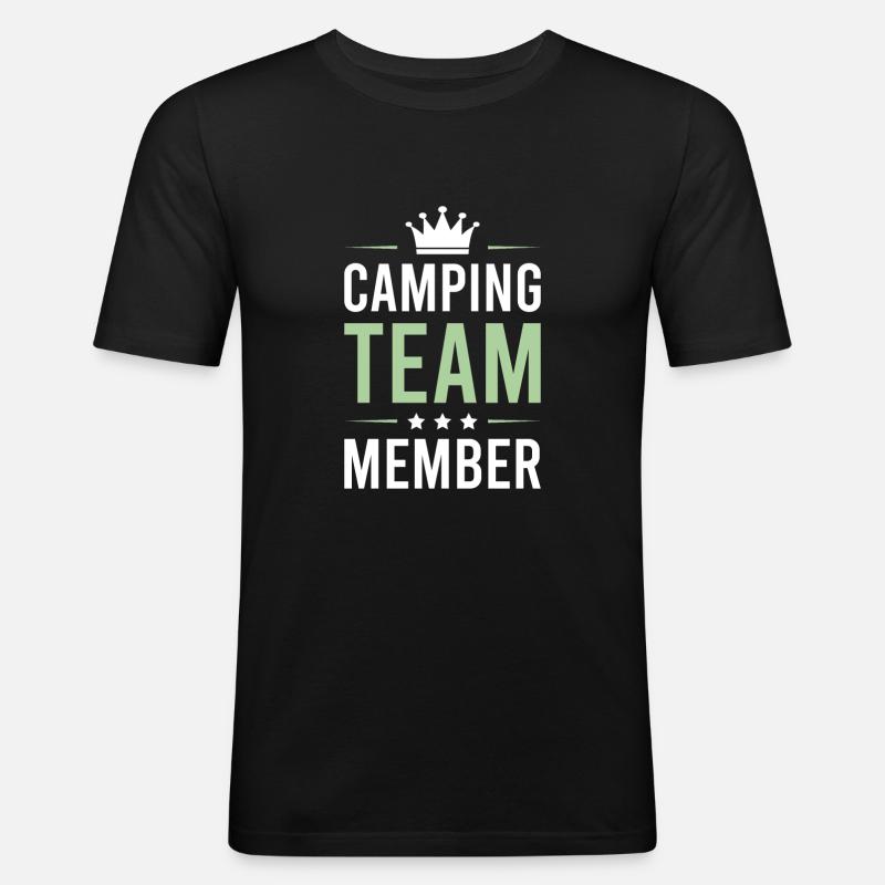 Camping Team - Männer Slim Fit T-Shirt - Schwarz