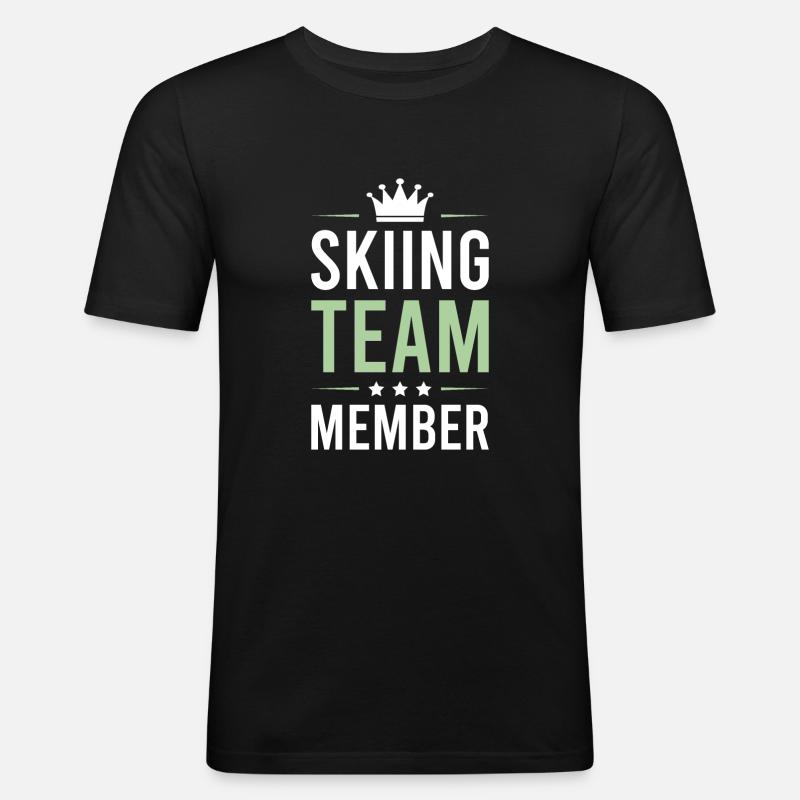 Skiing Team - Männer Slim Fit T-Shirt - Schwarz