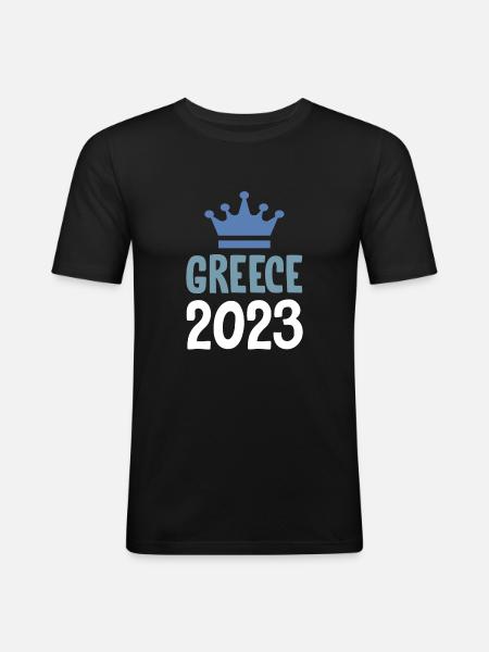 Greece 2023 Krona - Men's Slim Fit T-Shirt - black
