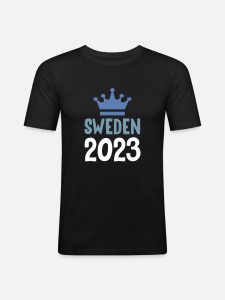 Sweden 2023 Krona - Men's Slim Fit T-Shirt - black