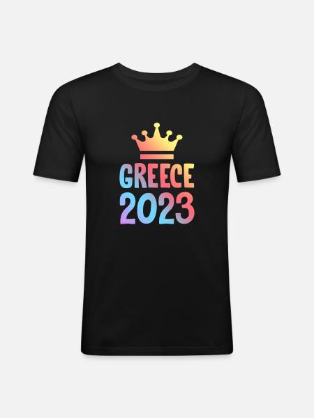 Greece 2023 Krona - Men's Slim Fit T-Shirt - black