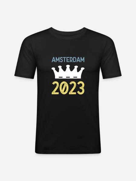 Amsterdam 2023 Krone - Men's Slim Fit T-Shirt - black