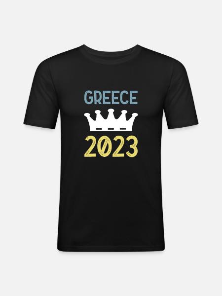 Greece 2023 Krona - Men's Slim Fit T-Shirt - black