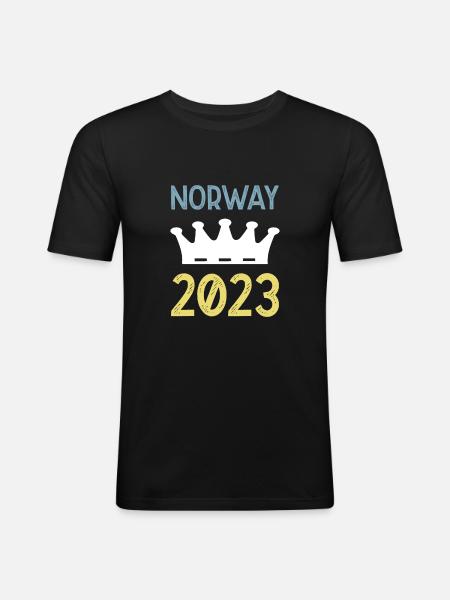 Norway 2023 Krone - Men's Slim Fit T-Shirt - black