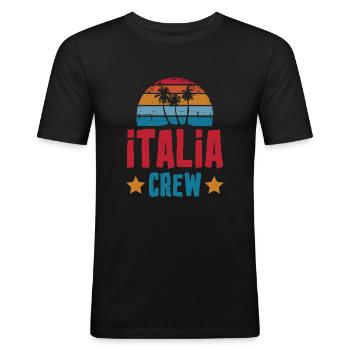 Italia Crew - Männer Slim Fit T-Shirt - Schwarz - Vorne - Nik (191cm)