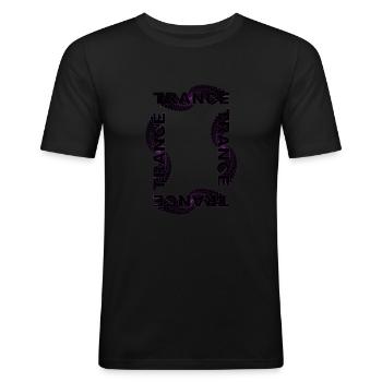 In Trance - Männer Slim Fit T-Shirt - Schwarz - Vorne - Nik (191cm)