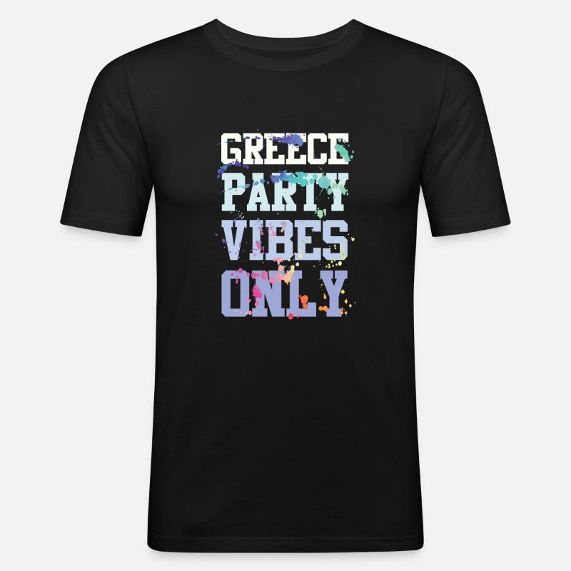 Greece Party Vibes - Männer Slim Fit T-Shirt - Schwarz