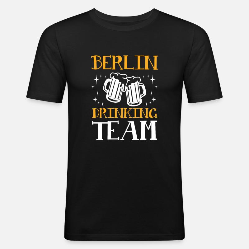 Berlin Drinking Team - Männer Slim Fit T-Shirt - Schwarz