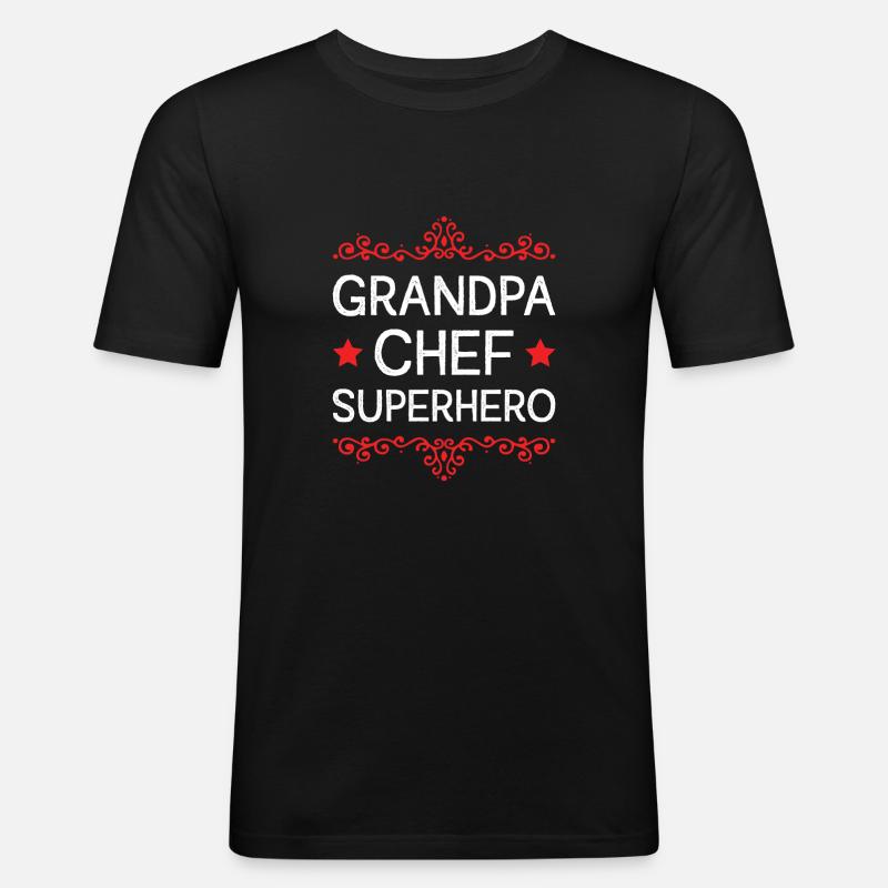 Opa Chef Superheld - Männer Slim Fit T-Shirt - Schwarz