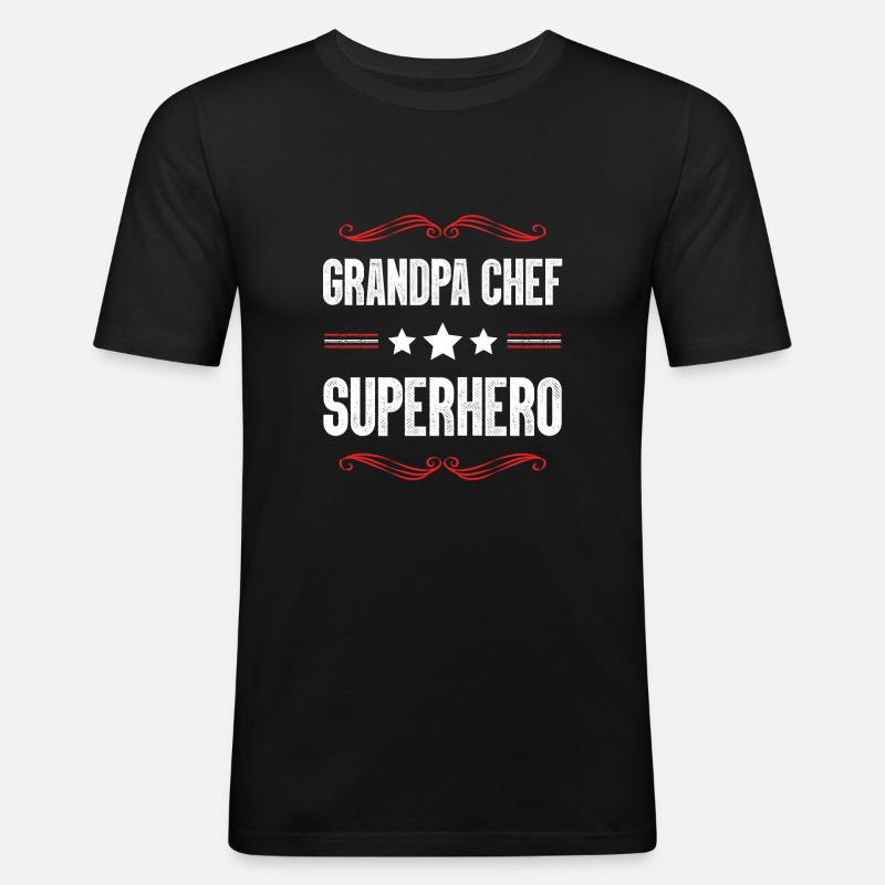Opa Chef Superheld - Männer Slim Fit T-Shirt - Schwarz