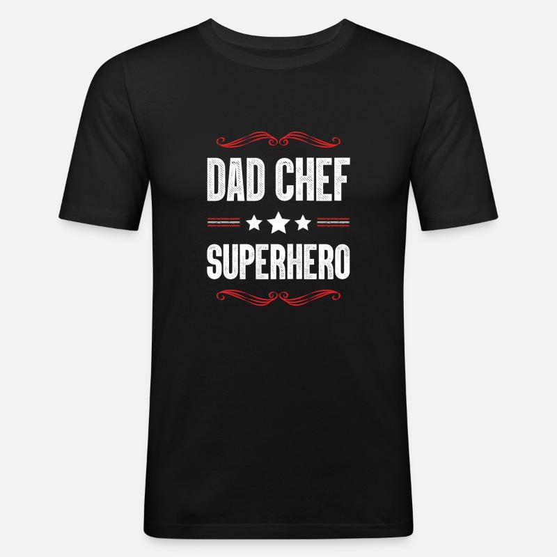 Dad Chef Superheld Papa - Männer Slim Fit T-Shirt - Schwarz