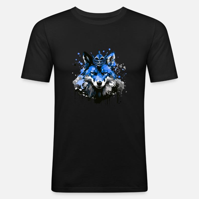 Fuchs Krone King Tier - Männer Slim Fit T-Shirt - Schwarz