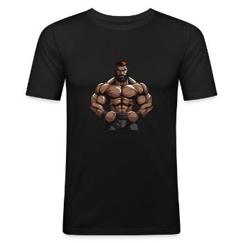 Man Muscles Bodybuilding - Men's Slim Fit T-Shirt - black - Front - Nik (191cm)