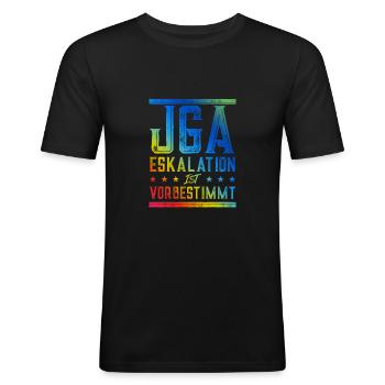 Jga Eskalation - Männer Slim Fit T-Shirt - Schwarz - Vorne - Nik (191cm)