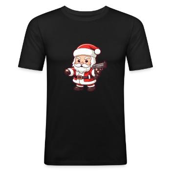 Santa Claus Gun Santa Christmas - Men's Slim Fit T-Shirt - black - Front - Nik (191cm)