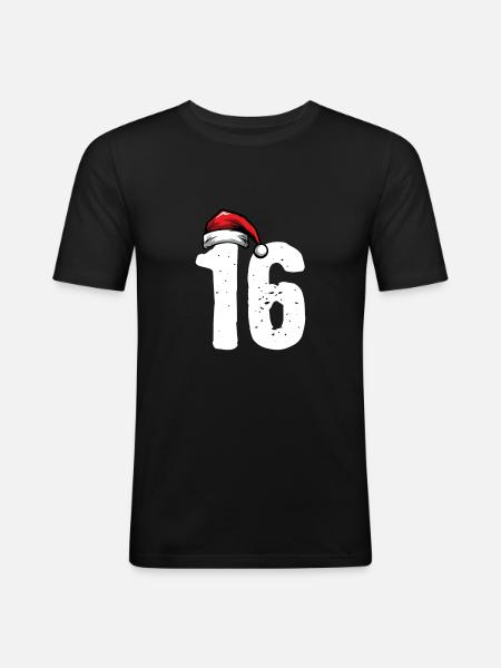 16 Numéro Noël - T-shirt près du corps Homme - noir