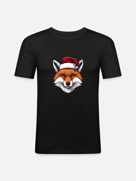 Fox Head Christmas Christmas - Men's Slim Fit T-Shirt - black