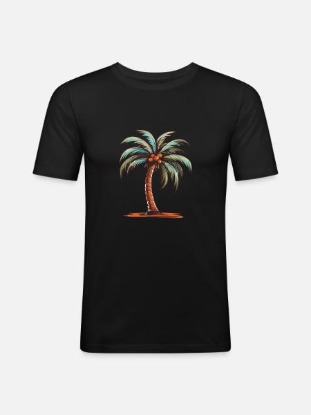 Palme Urlaub Symbol - Männer Slim Fit T-Shirt - Schwarz