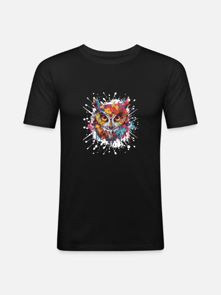 Owl Pop Art Head - Men's Slim Fit T-Shirt - black