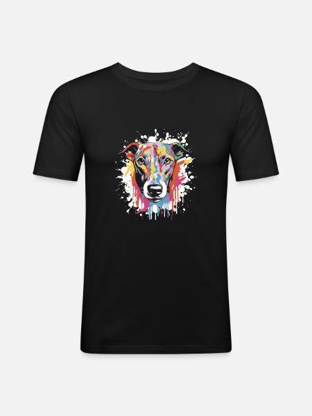 Greyhound Dog Pop Art Head - Men's Slim Fit T-Shirt - black
