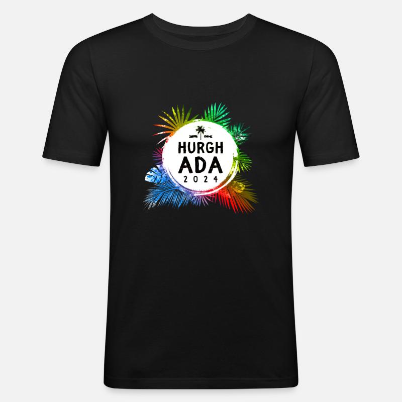 Hurghada 2024 Bunt - Männer Slim Fit T-Shirt - Schwarz