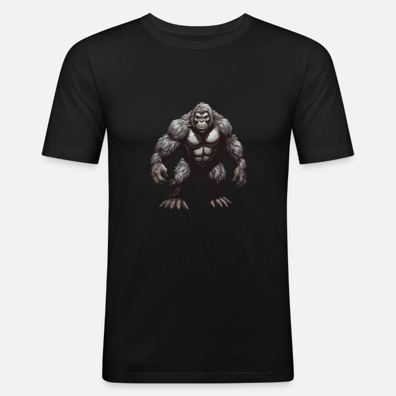 Gorilla Tier - Männer Slim Fit T-Shirt - Schwarz