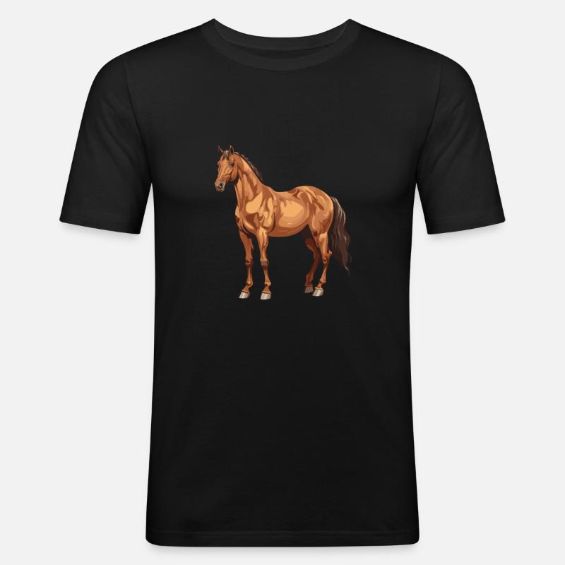 Pferd Tier - Männer Slim Fit T-Shirt - Schwarz