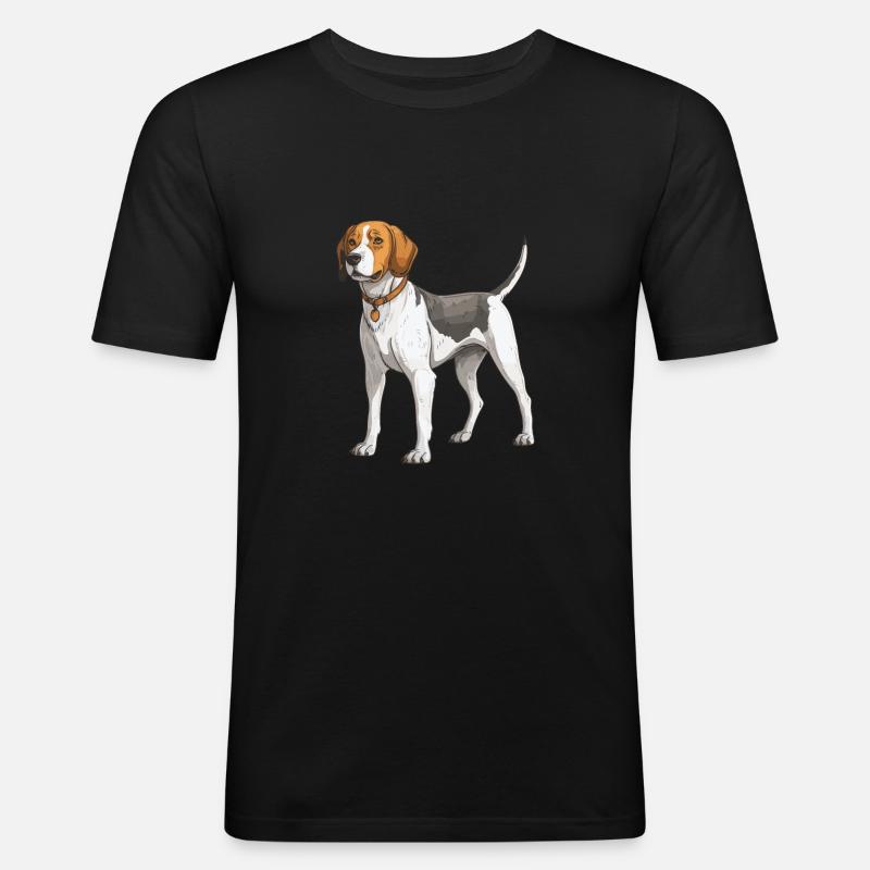 Beagle Hund Tier - Männer Slim Fit T-Shirt - Schwarz
