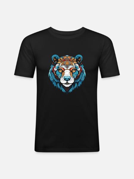 Polar Bear Head Polar Bear - Men's Slim Fit T-Shirt - black