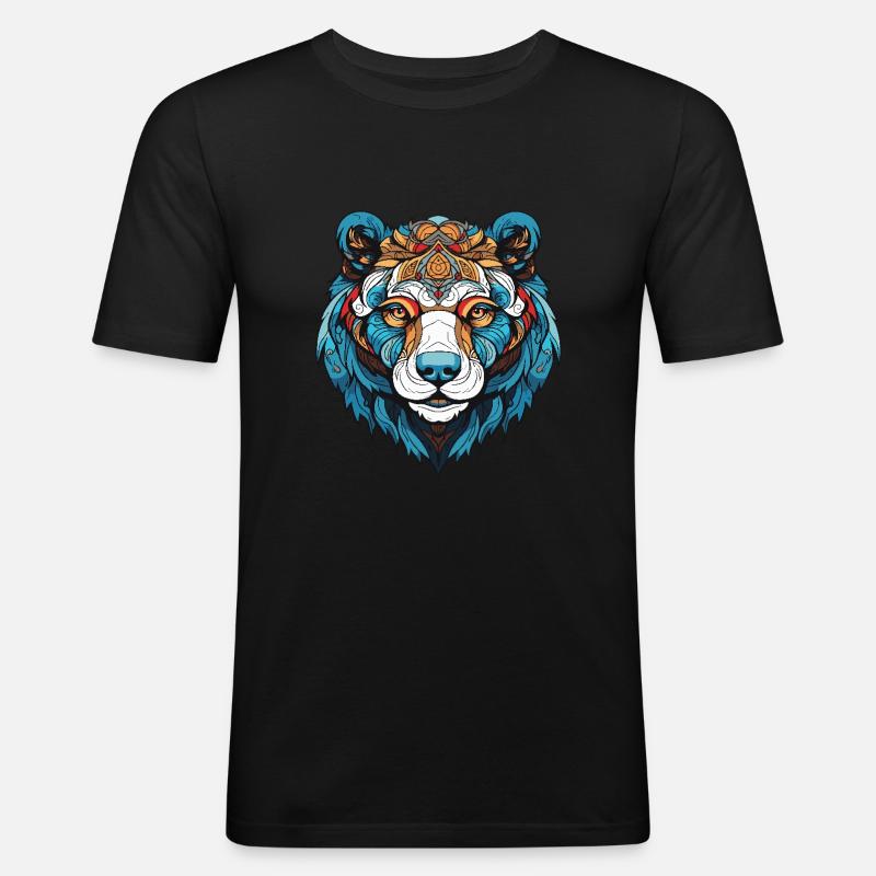 Eisbär Kopf Polar bär - Männer Slim Fit T-Shirt - Schwarz