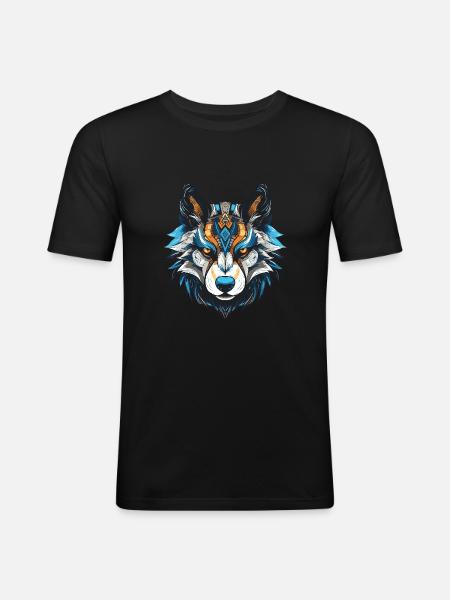 Husky Dog Portrait Head - Men's Slim Fit T-Shirt - black