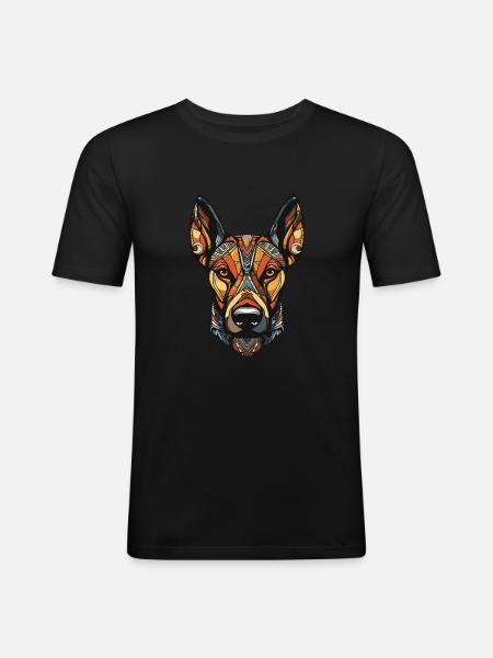 Doberman Dog Portrait Head - Men's Slim Fit T-Shirt - black