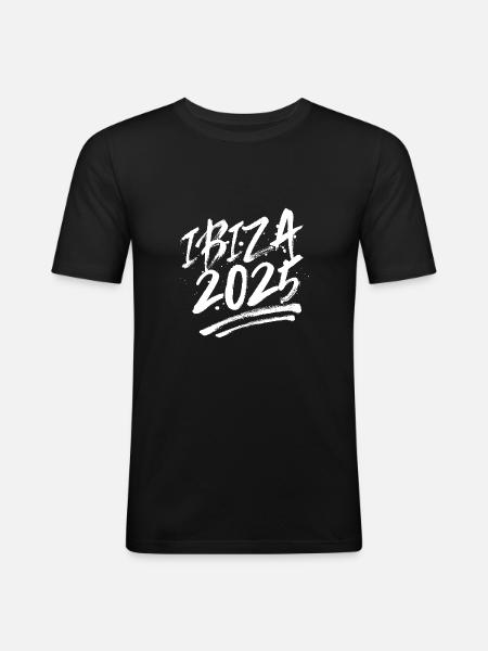 Ibiza 2025 - Männer Slim Fit T-Shirt - Schwarz