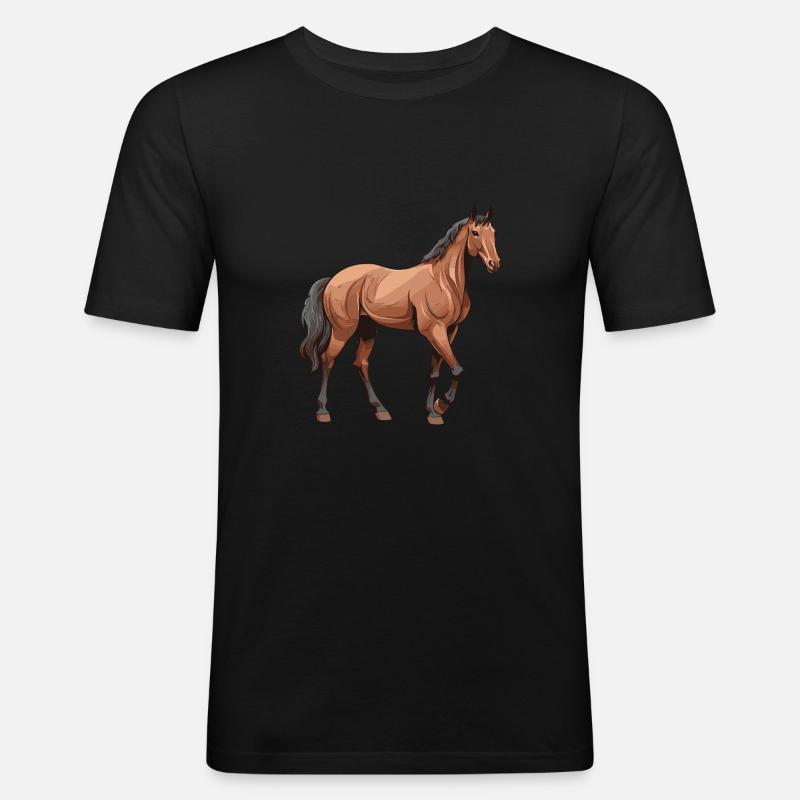 Pferd Tier - Männer Slim Fit T-Shirt - Schwarz