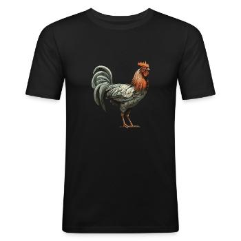 Hahn Tier - Männer Slim Fit T-Shirt - Schwarz - Vorne - Nik (191cm)