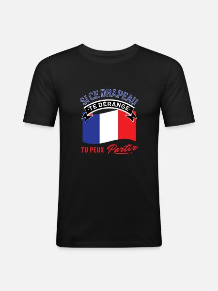 Fierté du drapeau français - T-shirt près du corps Homme - noir