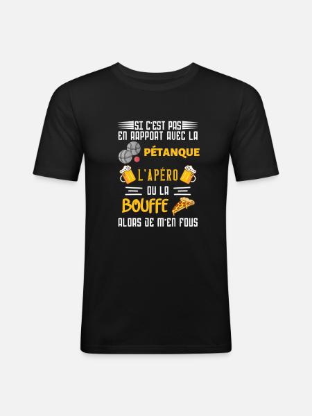 Pétanque apéro bouffe - T-shirt près du corps Homme - noir