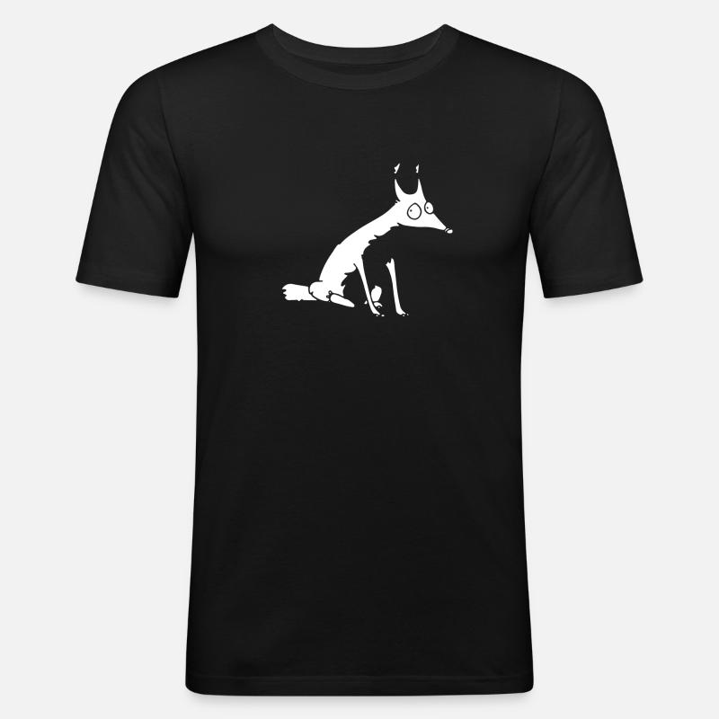 White fox no 1 - Männer Slim Fit T-Shirt - Schwarz