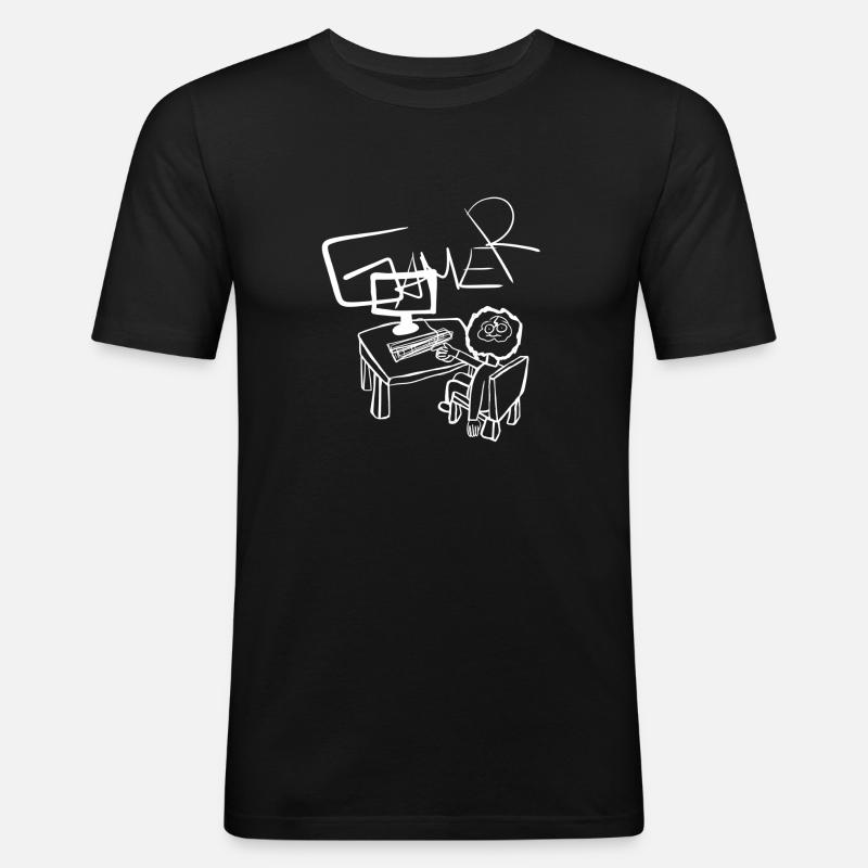 Laptop Pc - Männer Slim Fit T-Shirt - Schwarz