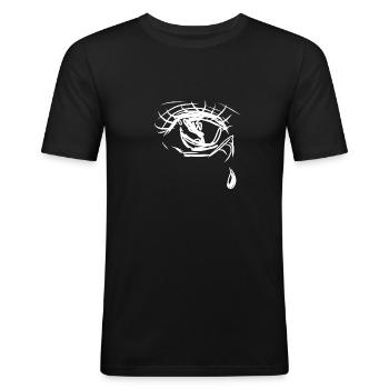 larme triste - T-shirt près du corps Homme - noir - Devant - Nik (191cm)