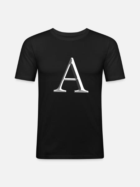 letter a silver metal a - Men's Slim Fit T-Shirt - black
