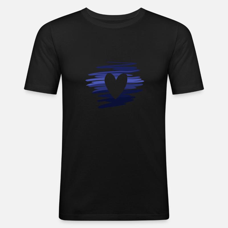 pattern symbol blue heart love - Men's Slim Fit T-Shirt - black