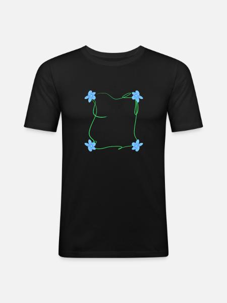 four flowers square square blue - Men's Slim Fit T-Shirt - black