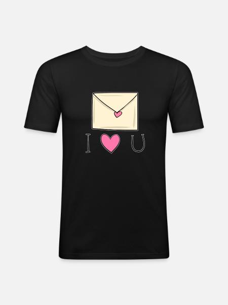 brief herz ich liebe dich - Männer Slim Fit T-Shirt - Schwarz